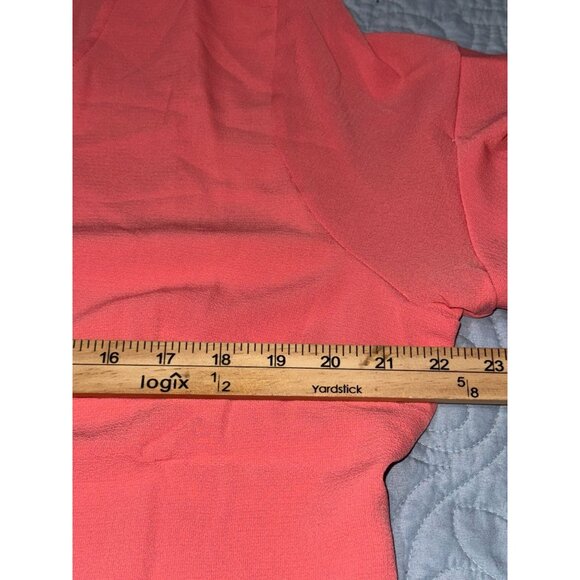 L. Hansen Coral Ruffle Sleeve Tunic Blouse Womens Large 97% Polyester 3% Elastan - Picture 10 of 10